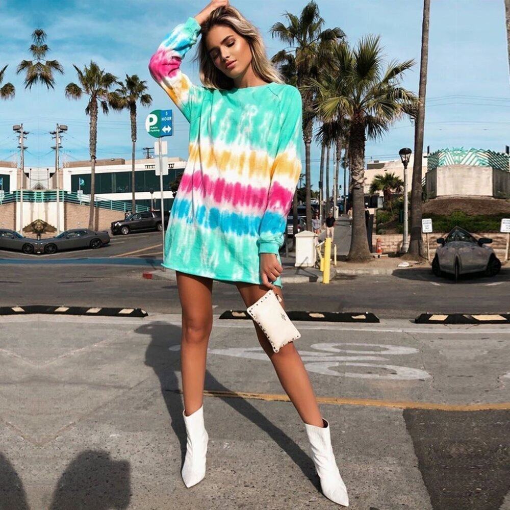 A069 • Tie Dye Crewneck Sweatshirt Tunic